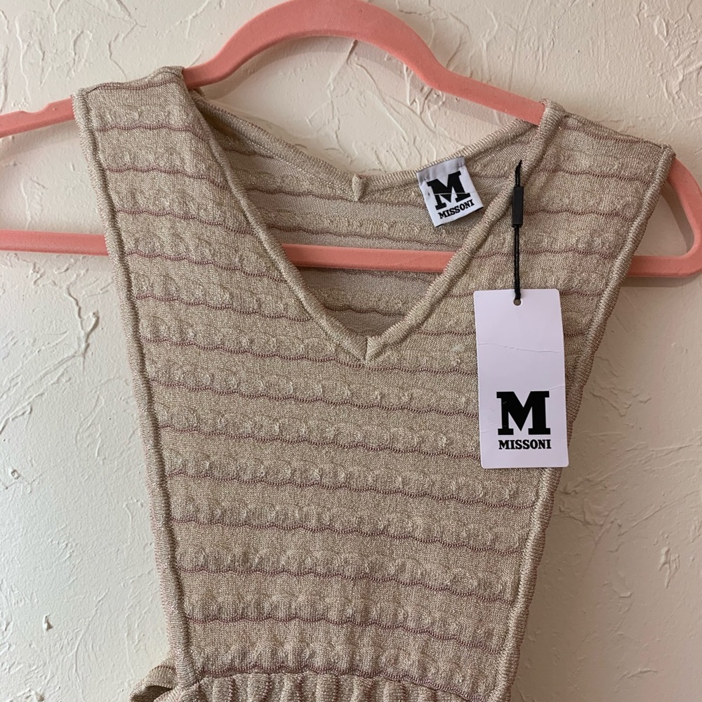 MISSONI Sz 48 EUR USA 12 NEW LUREX DRESS GOLD NWT - Picture 12 of 14